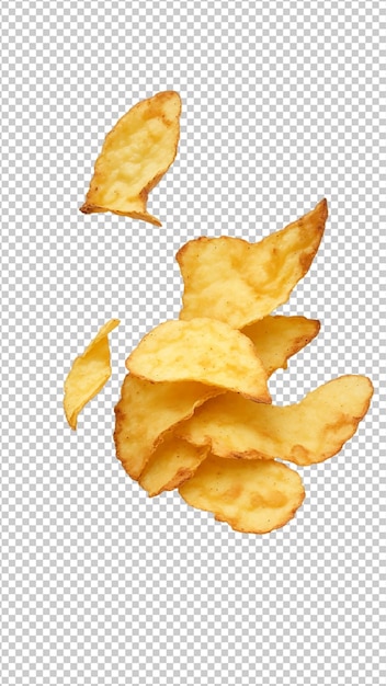 Chips De Pommes De Terre Volantes Sur Fond Transparent