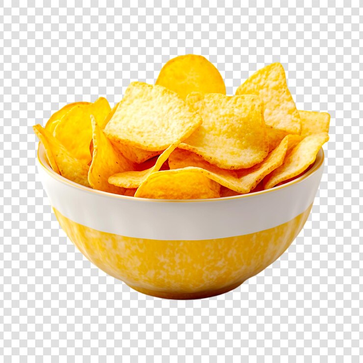 PSD des chips de tortilla jaune croustillante dans un bol, une collation délicieuse.