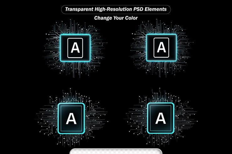 PSD chipset de inteligencia artificial en placa de circuito en concepto futurista adecuado para el futuro