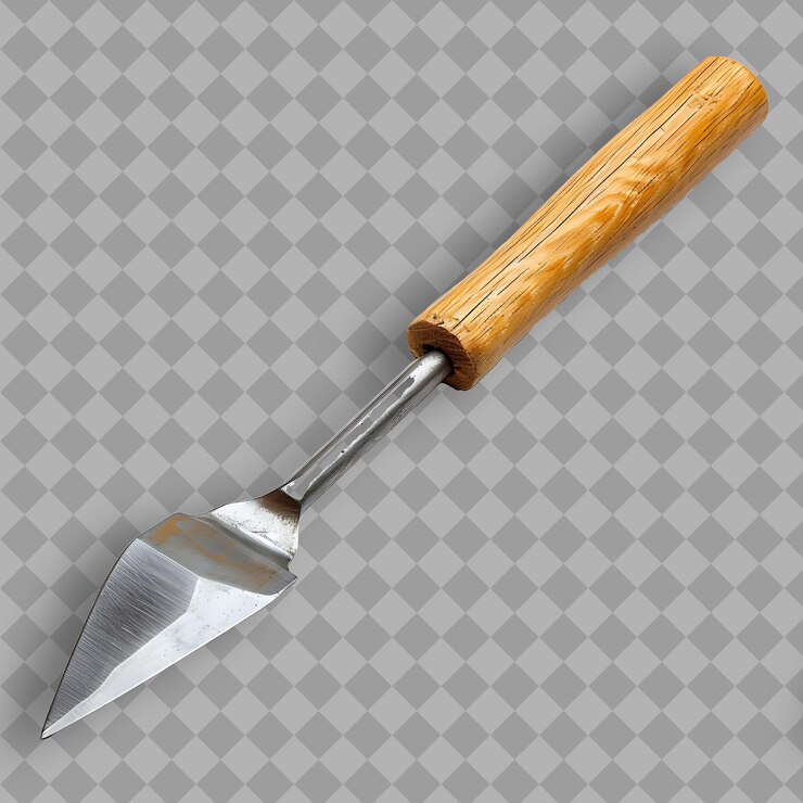 PSD chisel con mango de madera y cuchilla de acero una herramienta utilizada para ca objeto aislado en un fondo limpio