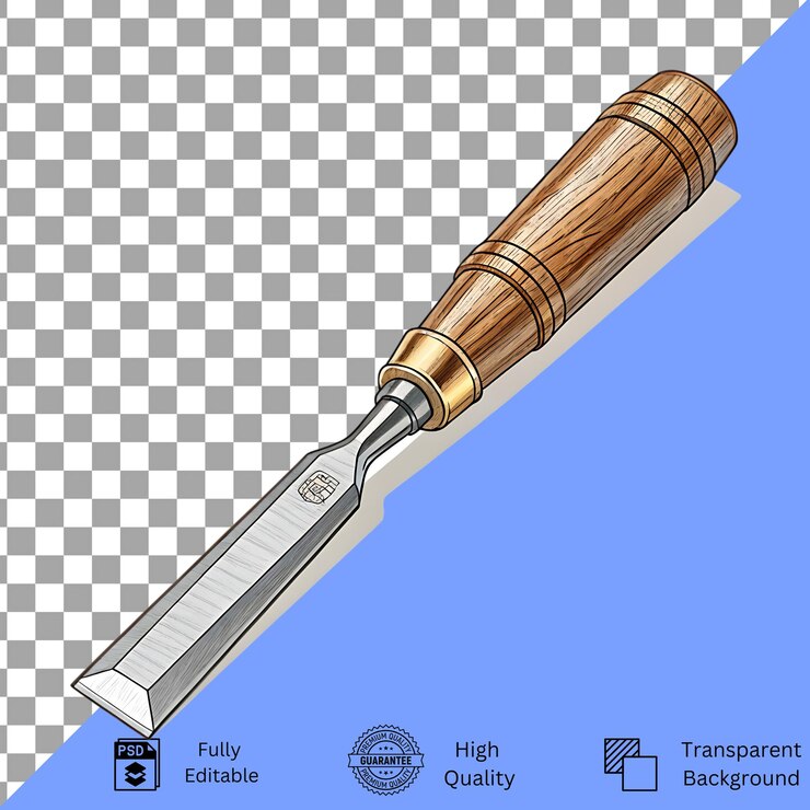 PSD chisel on clean transparent background high quality editable psd
