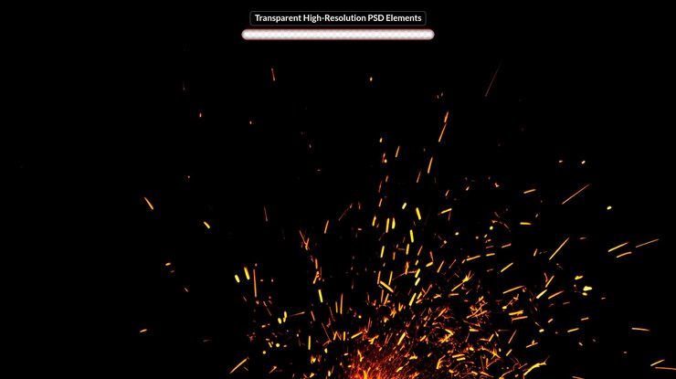 PSD chispas de fuego sobre un fondo transparente