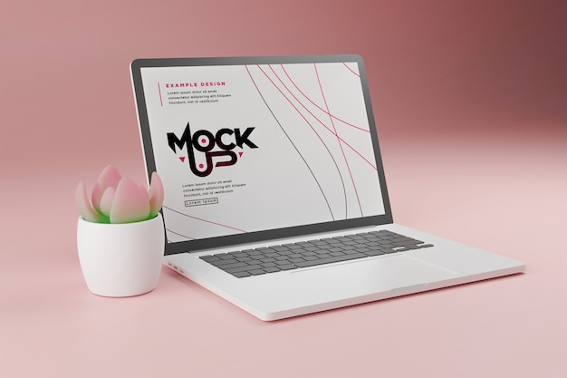 Chiuda in su mockup di schermo laprop isolato