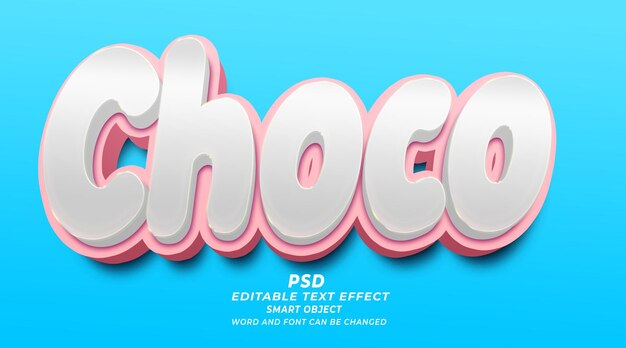 Choco 3d bearbeitbarer photoshop-texteffektstil mit premium-hintergrund