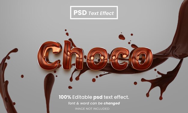 Choco 3d editable psd efecto de texto premium