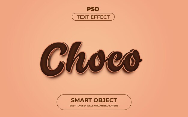 choco 3d estilo de efecto de texto editable Plantilla psd premium con fondo