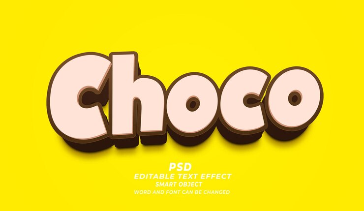 PSD choco 3d estilo de efecto de texto de photoshop editable con fondo premium