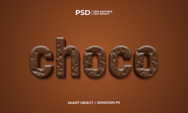 PSD choco bearbeitbarer text effekt