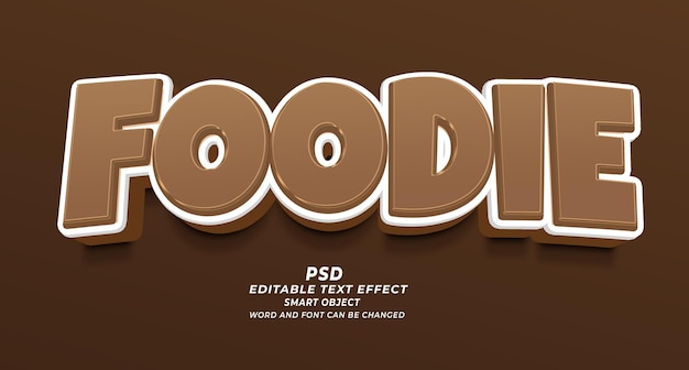 Choco foodie 3d efecto de texto editable PSD plantilla de photoshop