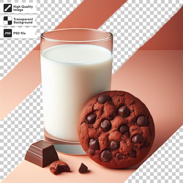 PSD chocolat au lait psd et biscuits sur fond transparent