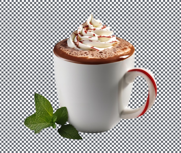 Le Chocolat Chaud à La Menthe Poivrée Est Isolé Sur Un Fond Transparent.