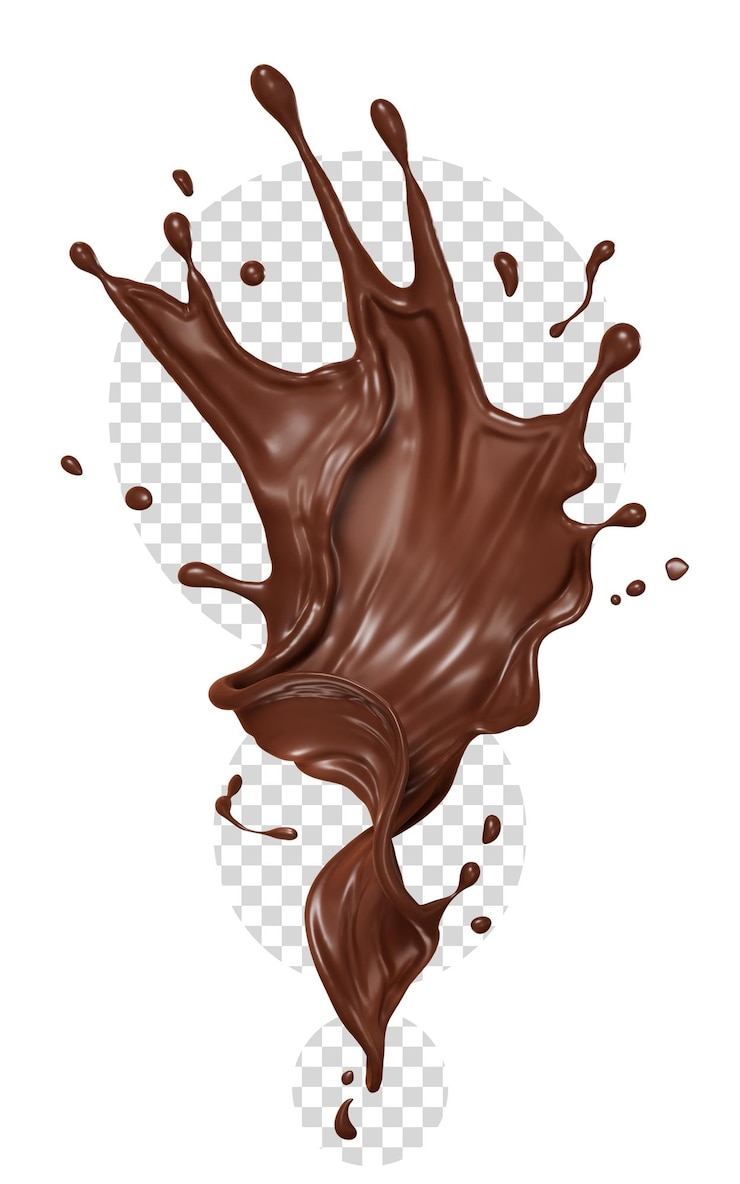 Chocolat éclaboussures isolées illustration de rendu 3D