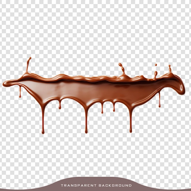 Chocolat fondu éclaboussé sur fond transparent