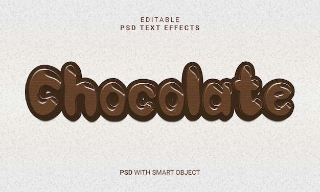 Chocolat modifiable 3D effet de texte PSD avec objet intelligent