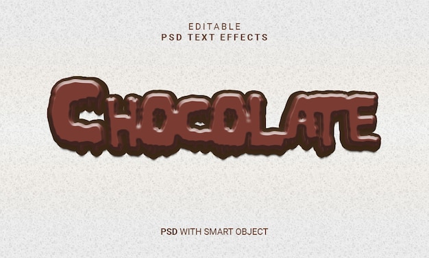 Chocolat modifiable 3D effet de texte PSD avec objet intelligent