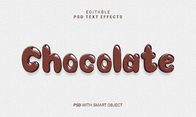 Chocolat modifiable 3D effet de texte PSD avec objet intelligent