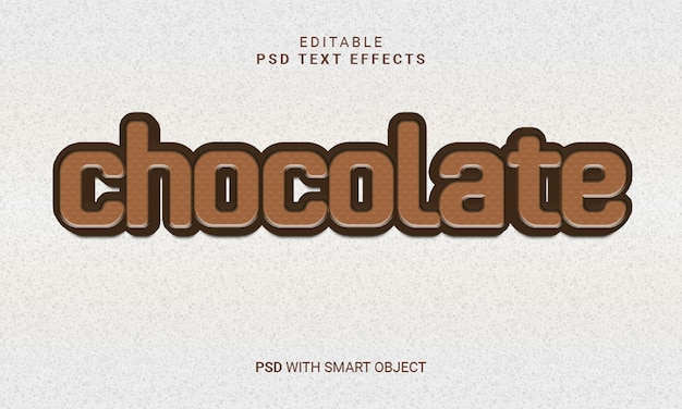 Chocolat modifiable 3D effet de texte PSD avec objet intelligent
