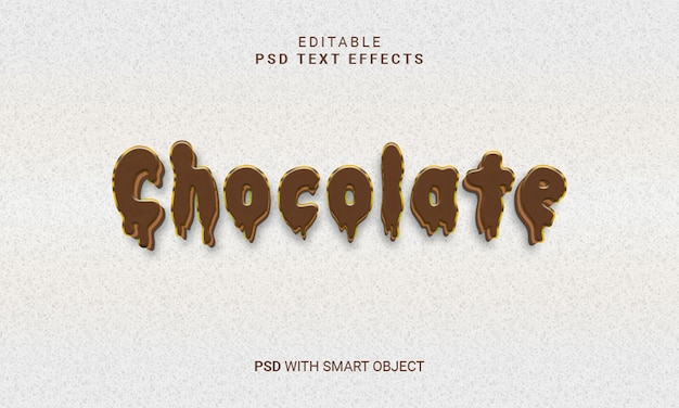Chocolat modifiable 3D effet de texte PSD avec objet intelligent