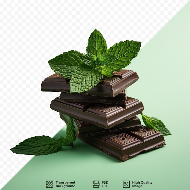 PSD chocolat noir à la menthe sur fond transparent