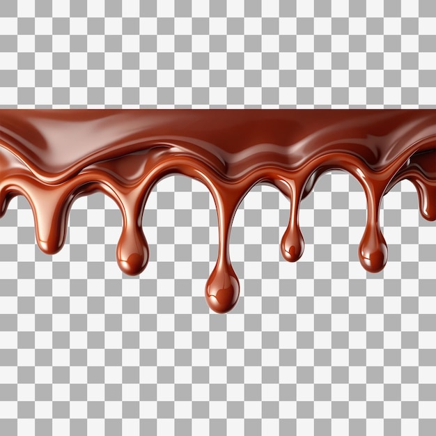 Le chocolat qui coule sur un fond transparent