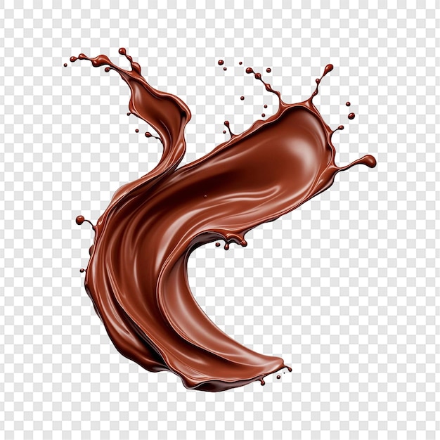 Chocolate al latte ondulato spruzzo di vortice isolato su uno sfondo trasparente