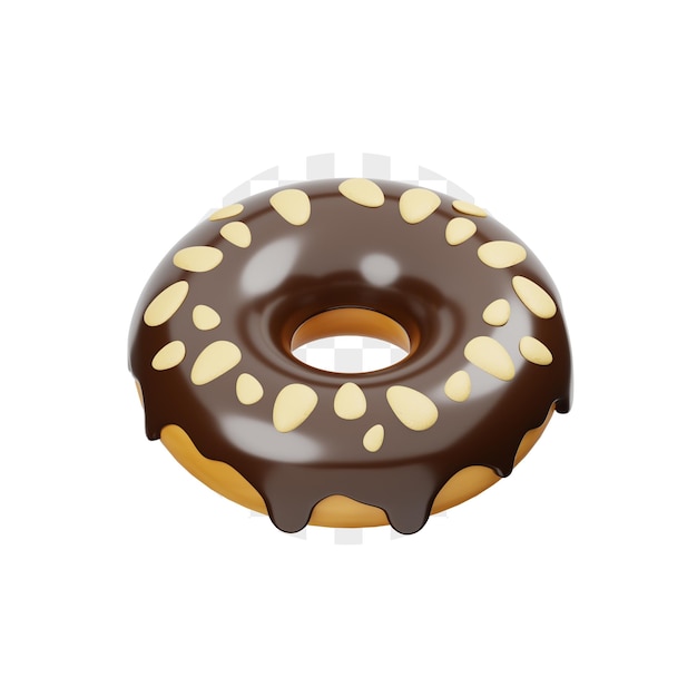 Chocolate almond donuts ilustração 3d