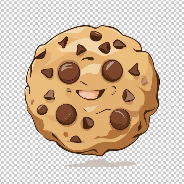 PSD chocolate chips cookie in cartoon style isolated on transparent background