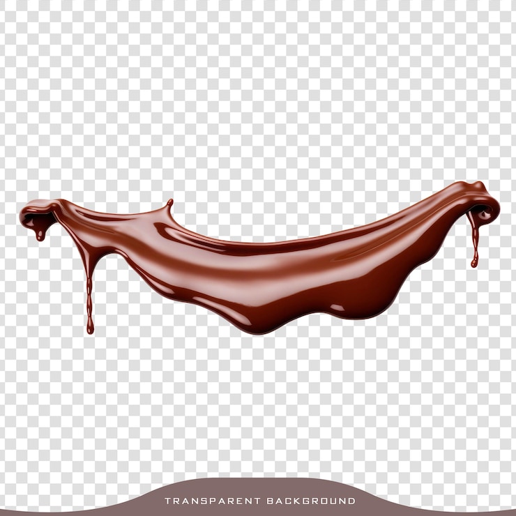 PSD chocolate derretido salpicado sobre un fondo transparente