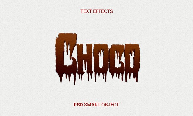 Chocolate editable 3d efecto de texto PSD con objeto inteligente