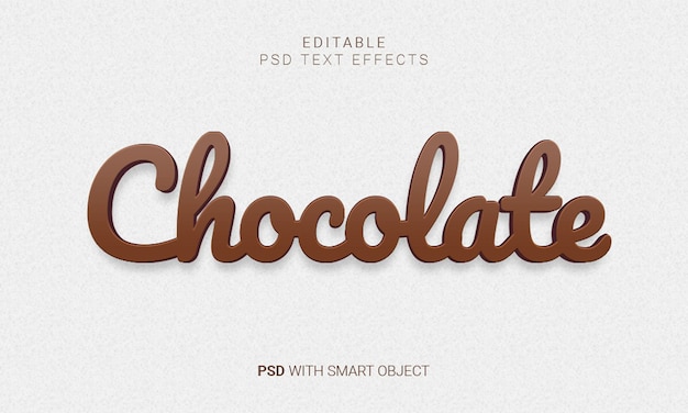 Chocolate editable 3d efecto de texto PSD con objeto inteligente