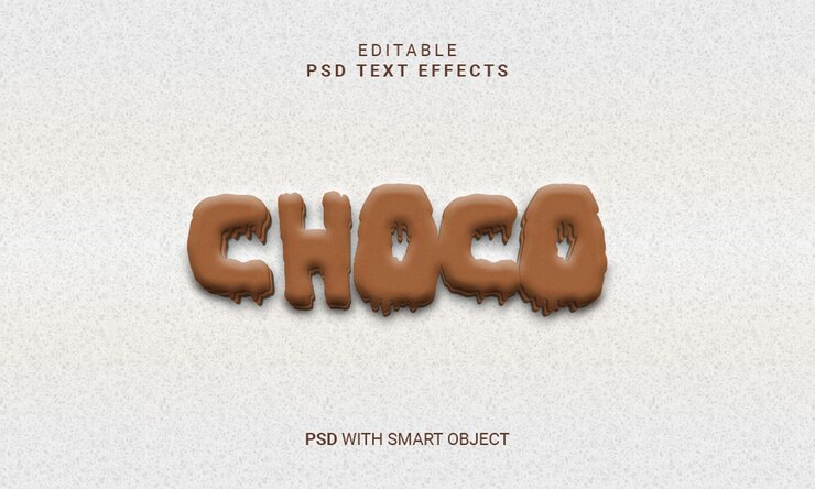 PSD chocolate editable 3d efecto de texto psd con objeto inteligente