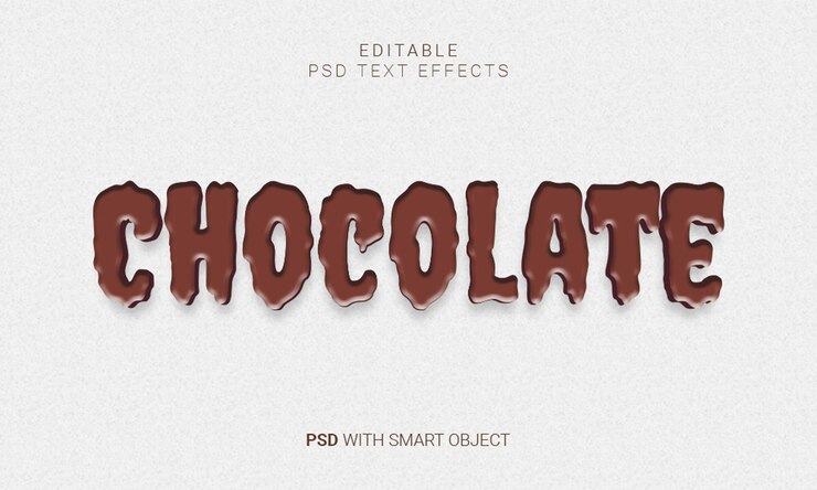 PSD chocolate editable 3d efecto de texto psd con objeto inteligente
