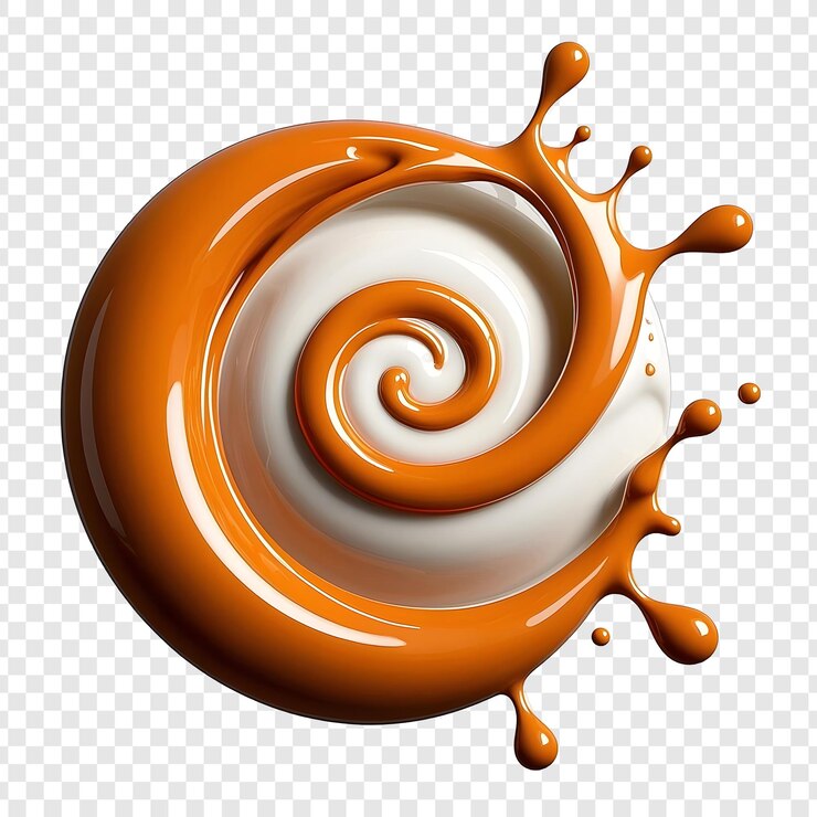 PSD chocolate espiral de salpicaduras líquidas aislado sobre un fondo transparente