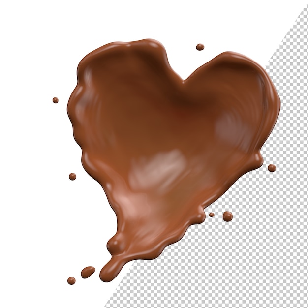 Chocolate Heart Milk valentine splash 3d realistic rendering