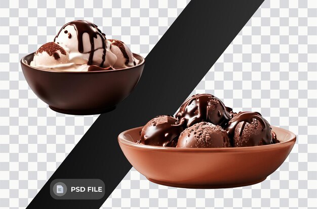 PSD chocolate ice cream scoop in a bowl