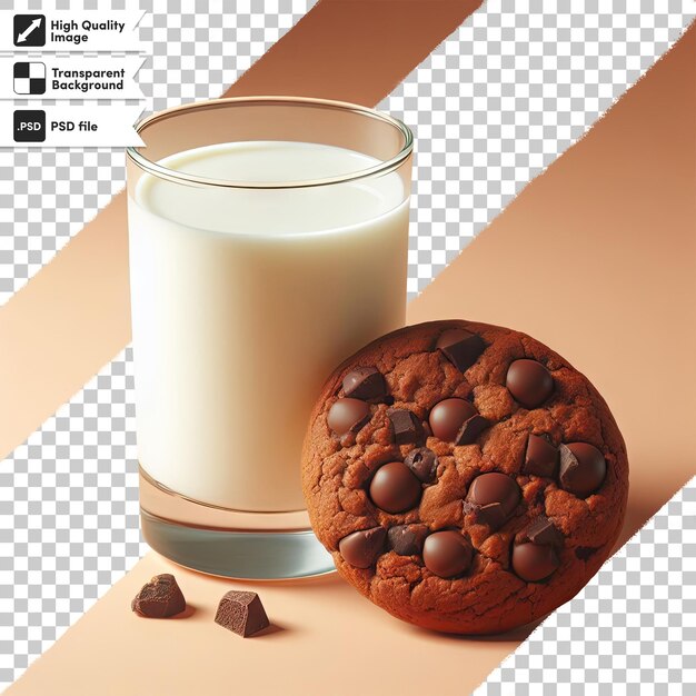 Chocolate con leche y galletas psd sobre fondo transparente