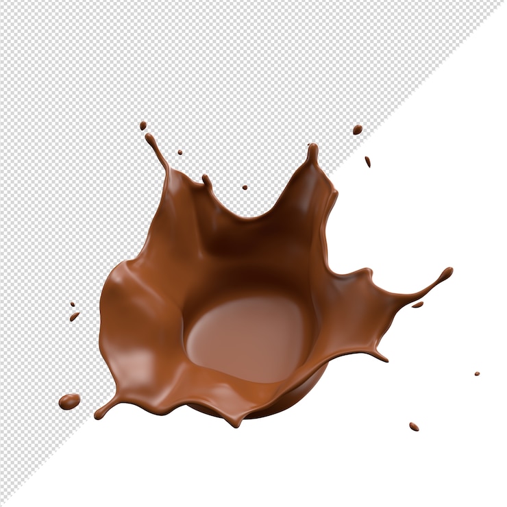 Chocolate con leche splash 3d realista