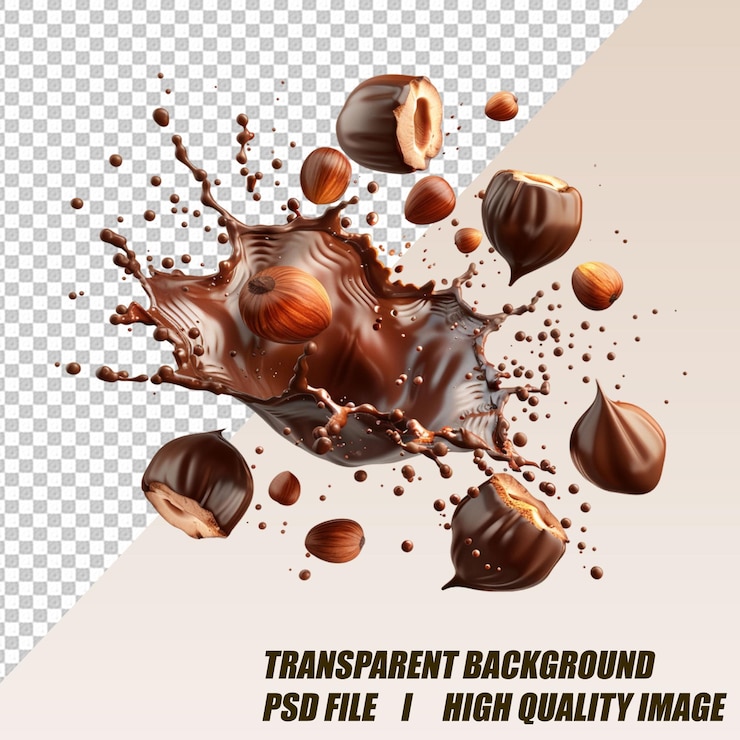 PSD chocolate pecan pie on transparent background psd file