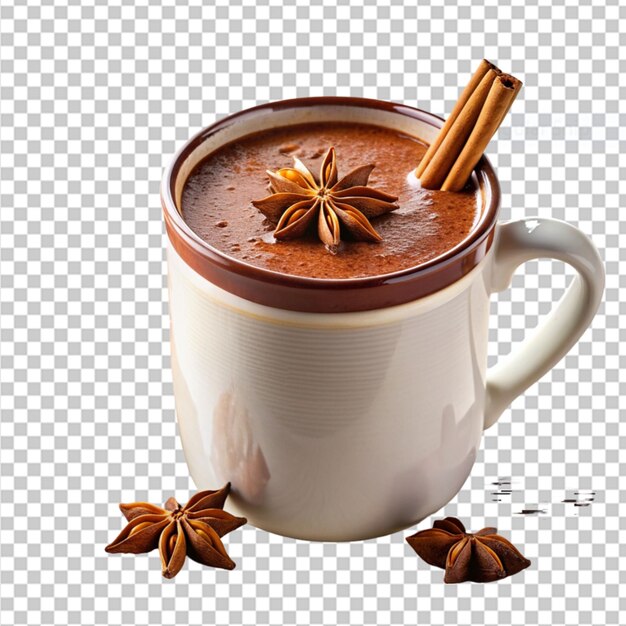 PSD chocolate quente mexicano temperado em fundo transparente