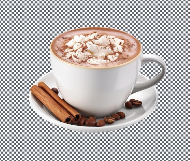Chocolate quente refrescante e saboroso isolado sobre um fundo transparente