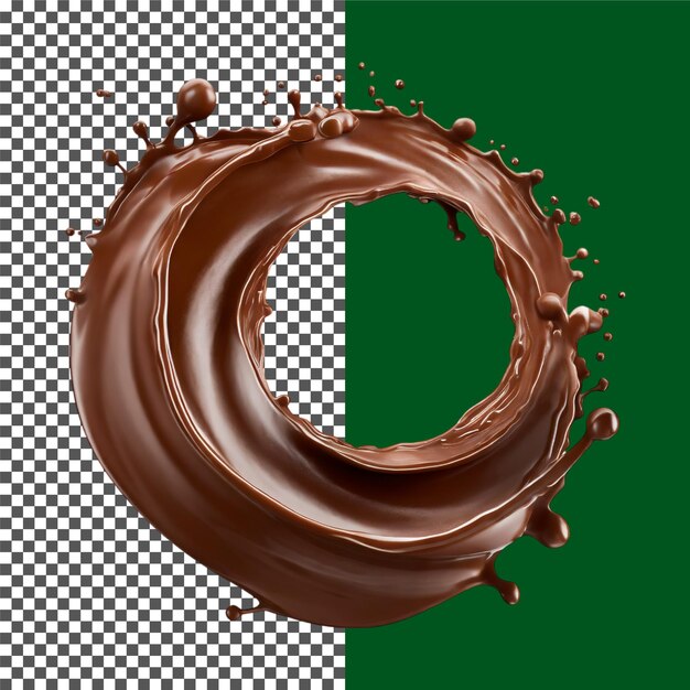 Chocolate Splash Circle Rich Chocolate Wave Splash con textura realista en un fondo transparente