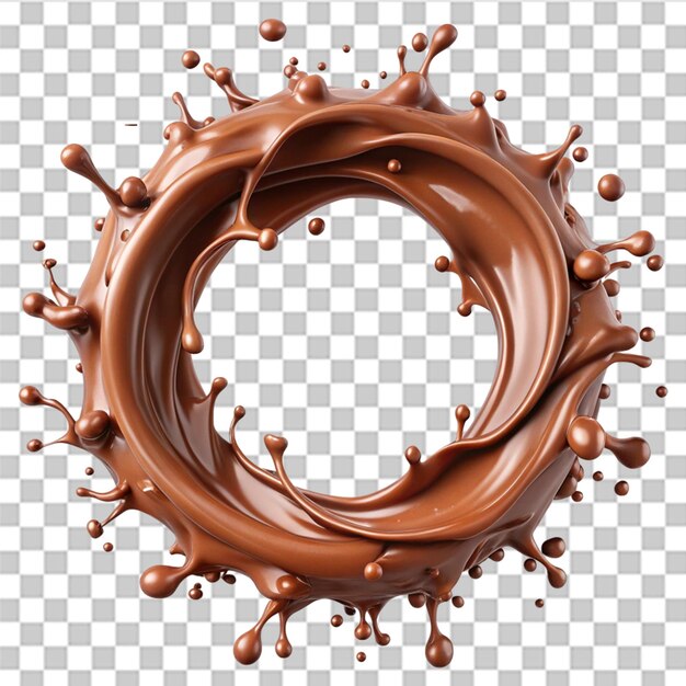 chocolate splashes in circle shape isolated on transparent background