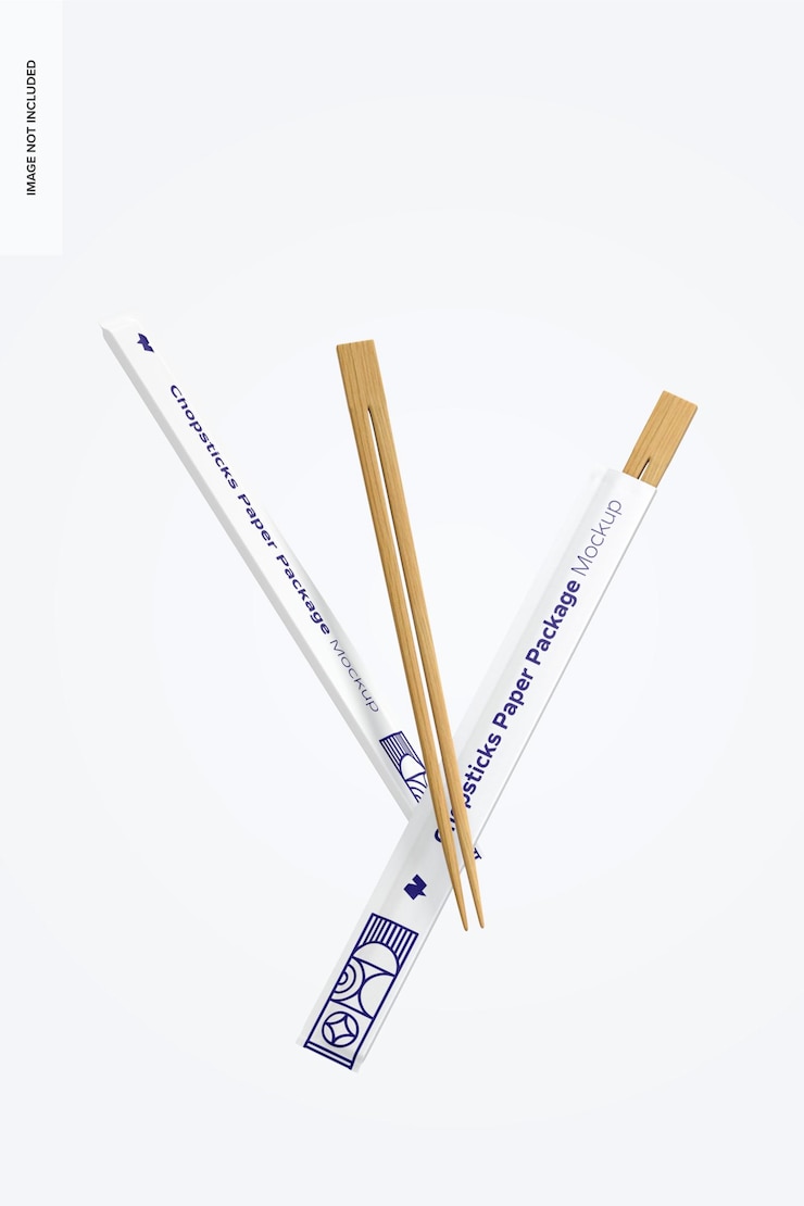 PSD chopsticks paper packages mockup, floating