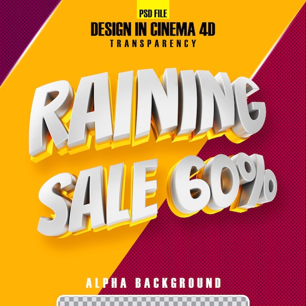 Chovendo venda 60 ouro renderização 3d isolada