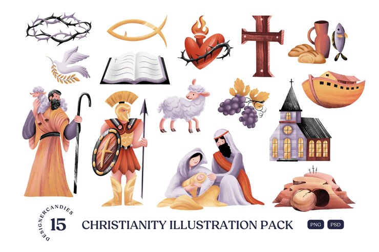 PSD christianity illustration pack natividade bíblia clipart em photoshop psd