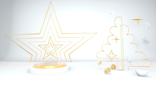 christmas background with christmas tree and stage for product display. 3d rendering.