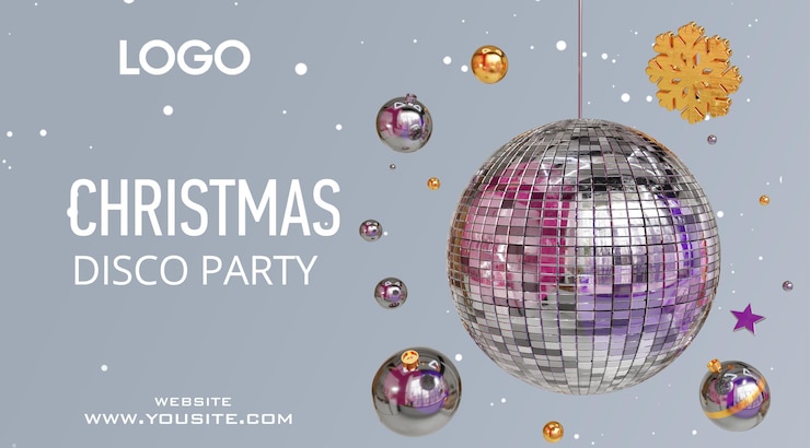 PSD christmas ball 3d render 2024 design garland sale banner