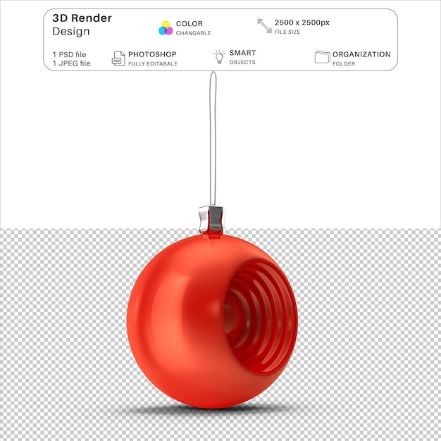 Christmas Red Ball 3D Modeling PSD File
