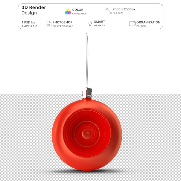 Christmas Red Ball 3D Modeling PSD File