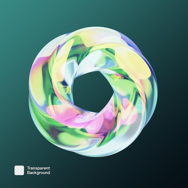 Chrome 3D Abstract Shape PNG Template